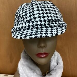 Charter Club | Vintage Houndstooth Newsboy Paper Boy Hat Y2K Black White